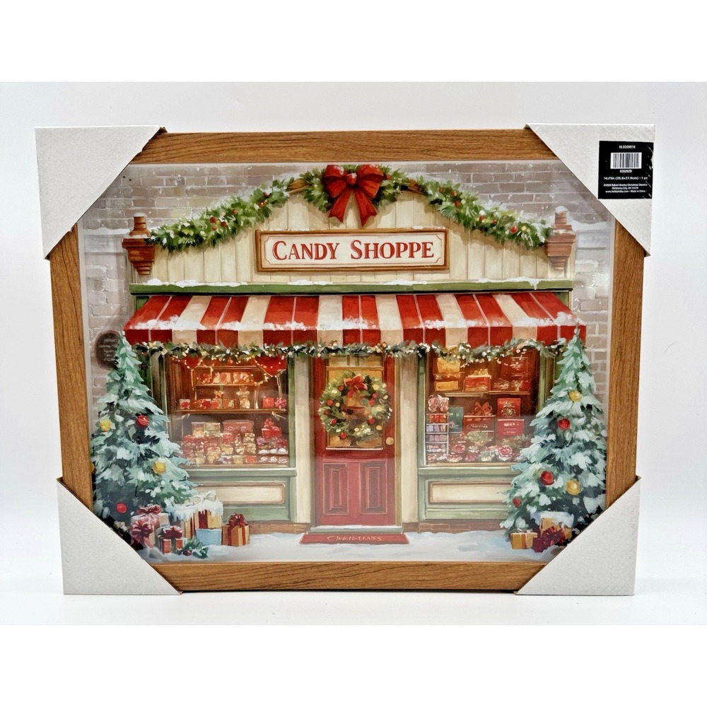 Hobby Lobby Winter Candy Shop Framed Wall Decor – Christmas Holiday Decor – NEW